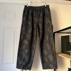 AFENDS black organic recycled cotton paisley print straight leg cropped pants